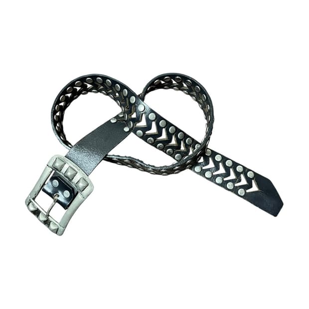 [JPN] 빈티지 펑크 스터드 컷아웃 레더 벨트