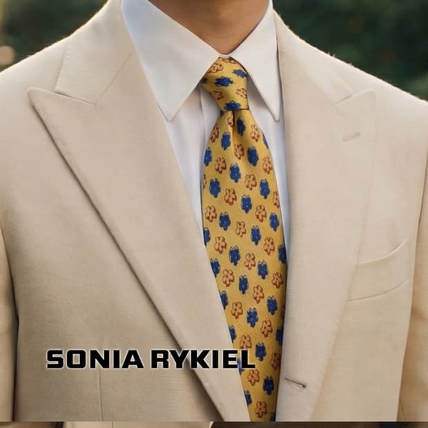 소니아리키엘 실크 플라워 패턴 넥타이 9.4cm A~B등급 A19849