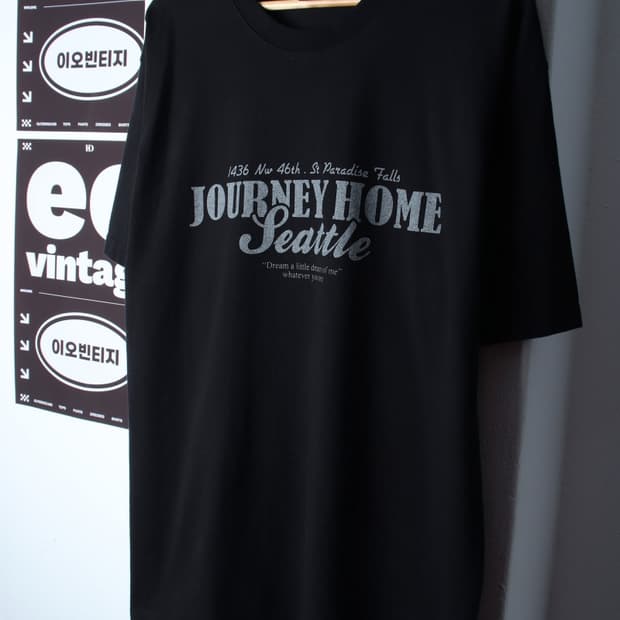 (L-XL) 반팔 티셔츠 레터링 블랙 올드스쿨-H33073