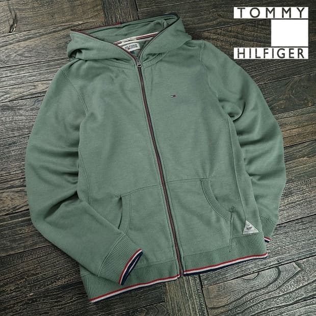 [타미힐피거] 로고 자수 풀 집 후드 집업 M19552