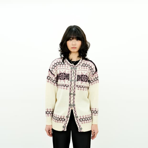 메탈 클라스프 노르딕 울 니트 가디건 95-100 