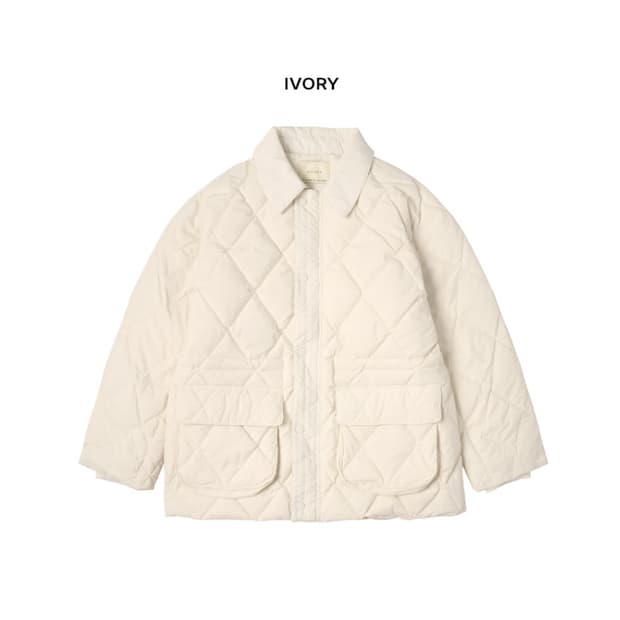 시야쥬 퀼팅 헌팅 자켓 아이보리