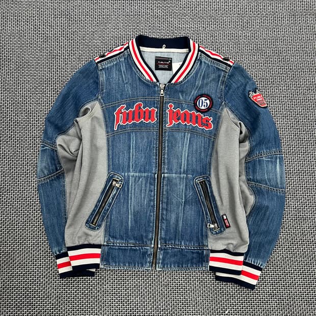 후부 데님 레이싱 자켓