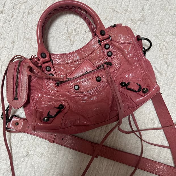 발렌시아가 모터백 숄더백 미니 핑크