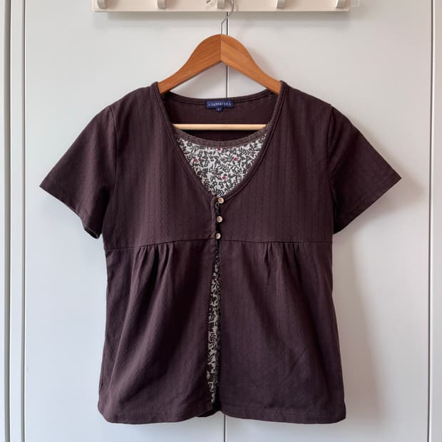 Sunnayze 바선생 레이어드 브라운 잔꽃 반팔