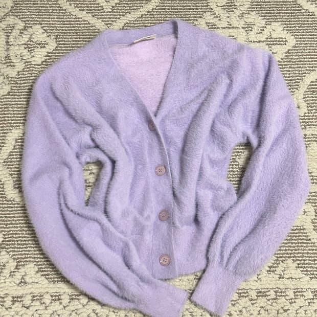빈티지 파스텔 연보라 앙고라 니트가디건 모리걸 히메카지