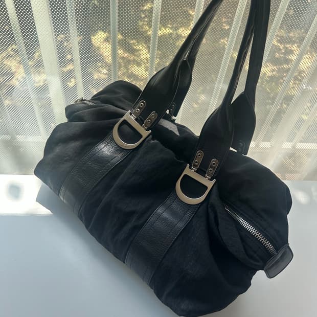 시크🖤)) 디올 디올링 D 버클 나일론 숄더백 블랙