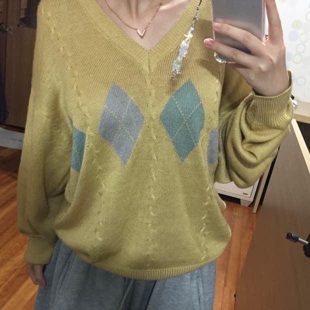 일본빈티지 아가일 니트