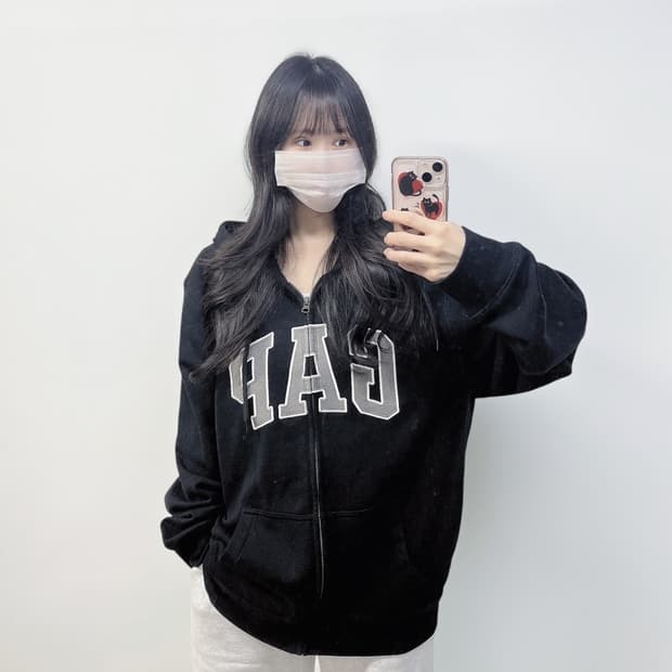 갭 Gap 스펠 로고 후드집업 블랙