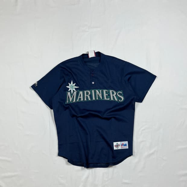 90’s 마제스틱 mlb 시애틀 매리너스 팀 메쉬 베이스볼 반팔져지
