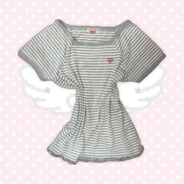 코스믹테일즈 연그레이 모리걸 스트라이프 반팔티셔츠