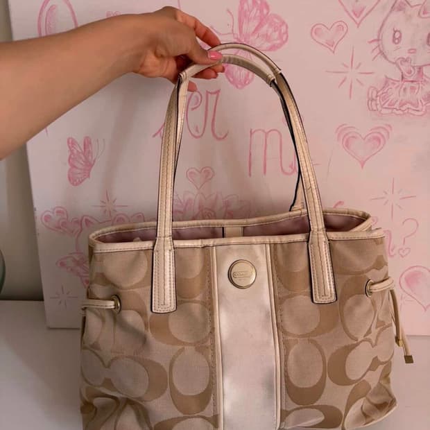 [OS] 00s VTG  Coach Canvas Tote Baby Pin