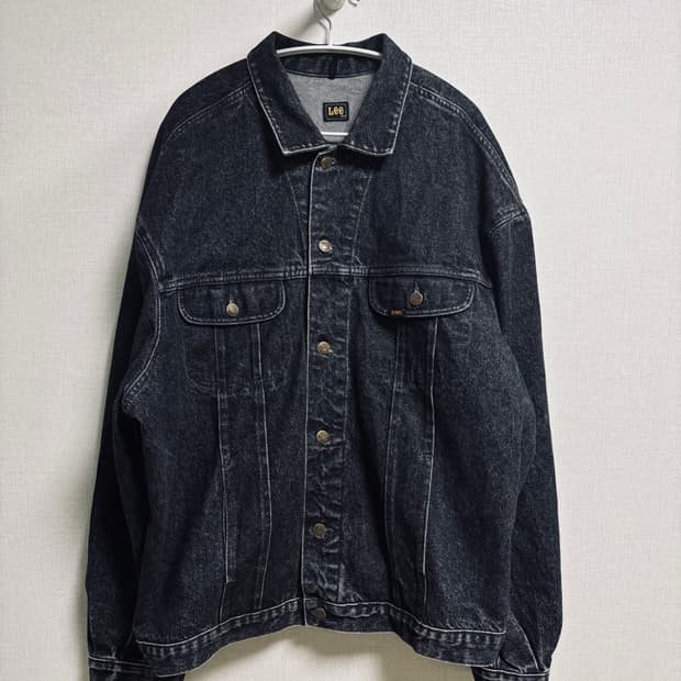 Lee 1980s 유럽판 빈티지 블랙 워싱 데님 자켓
