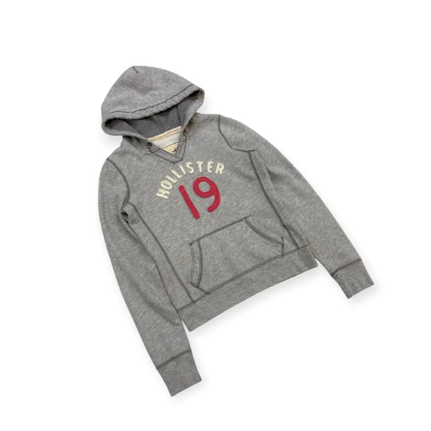 홀리스터 브이넥 그레이 후드티