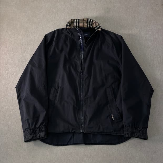 100 버버리 백화점택 노바체크 블루종 자켓 