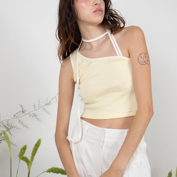 민더리 TRACK UNBALANCE SLEEVELESS TOP LEMON