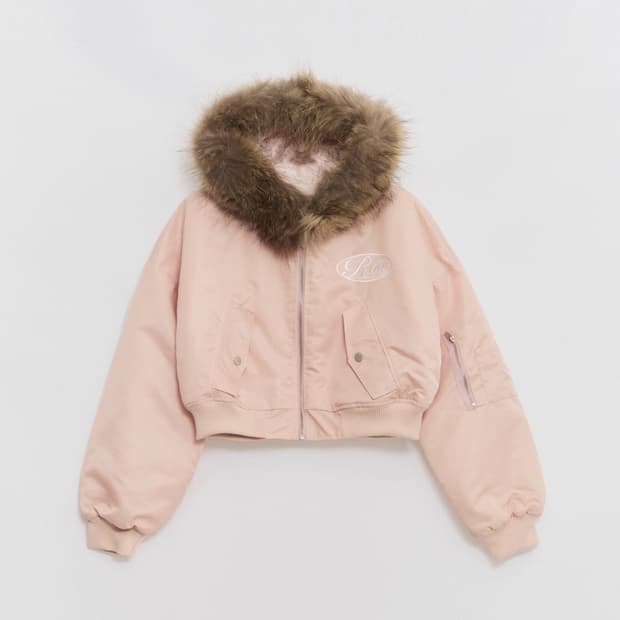 로맨틱스 Rawmantics 항공점퍼 라쿤퍼 후드 핑크 