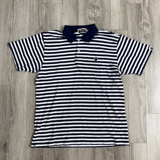 베이프 스트라이프 폴로 반팔 티셔츠