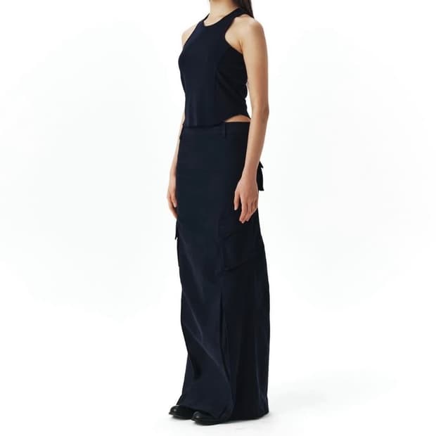 누마레 ee 카고 롱스커트 네이비