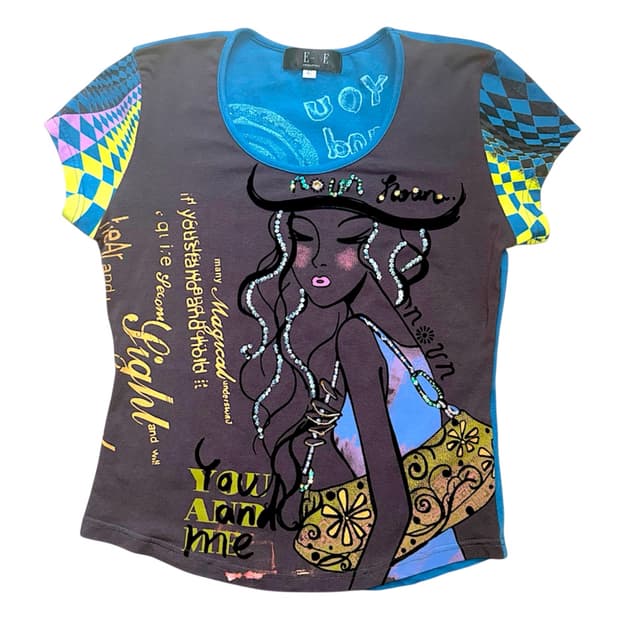 Y2K Rhinestone Fashion Girl Graphic Tee