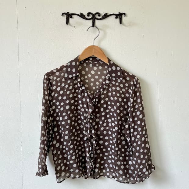 Japan vtg 도트 시스루 가디건