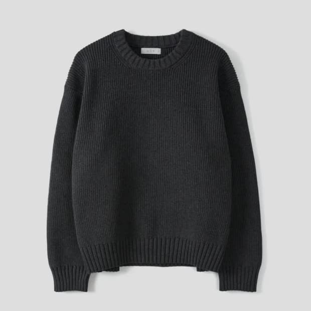 애습 인텔리 코튼 크루넥 니트 차콜 xl