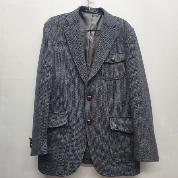 헤지스 로고 헤링본 패턴 울 블레이저 95(M)