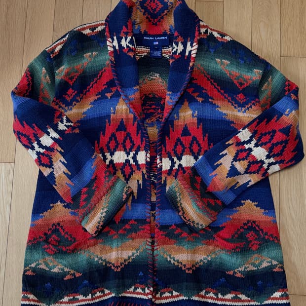 폴로 랄프로렌 아즈텍 패턴 숄카라 니트 가디건