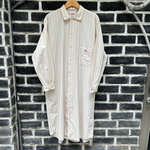 단톤 스트라이프 셔츠 원피스