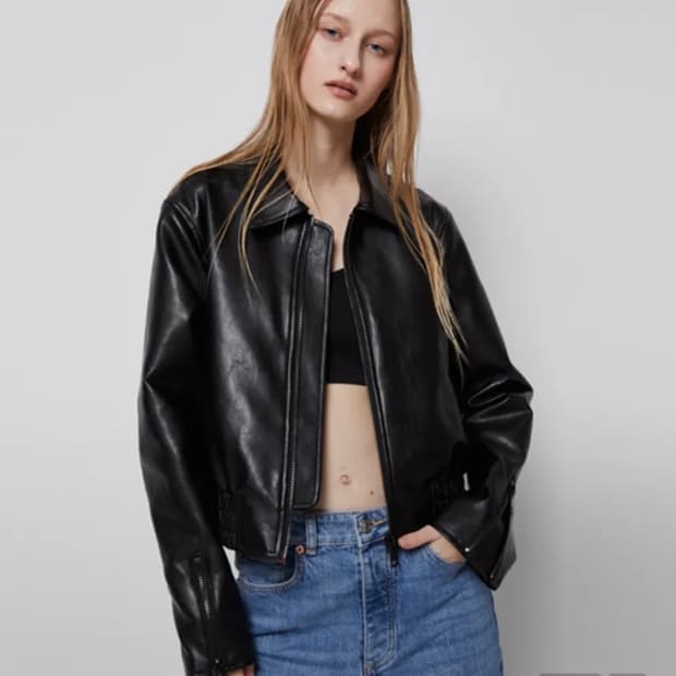 9020 비건레더 싱글밴딩 자켓 블랙