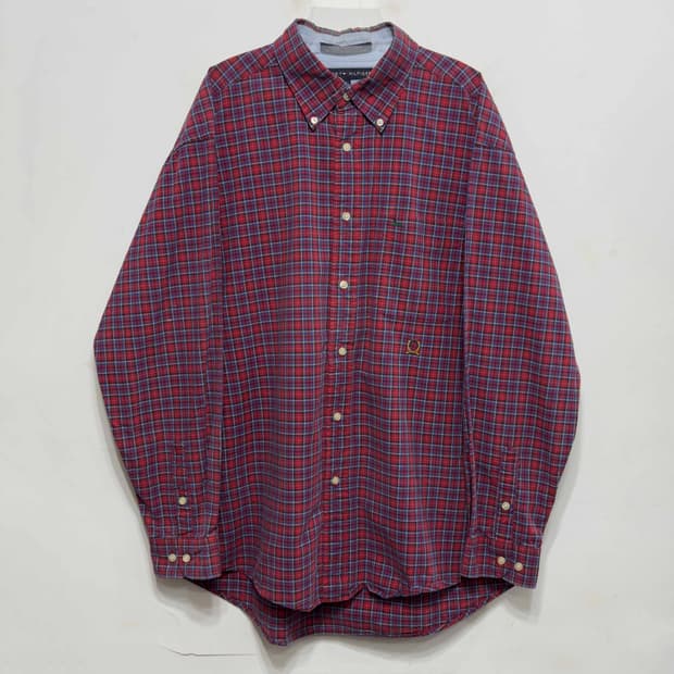 90s 타미힐피거 체크 셔츠