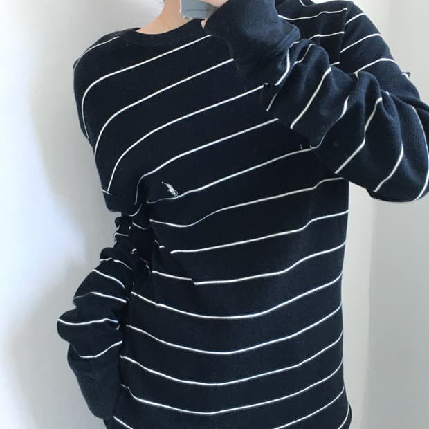 Polo 폴로 랄프로렌 블랙 단가라 와플 롱슬리브