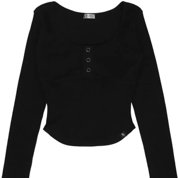 시너진 - Line button long sleeve [Black]