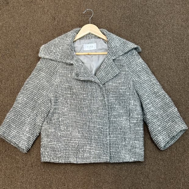 한섬 타임 오버핏 모직 트위드 자켓
