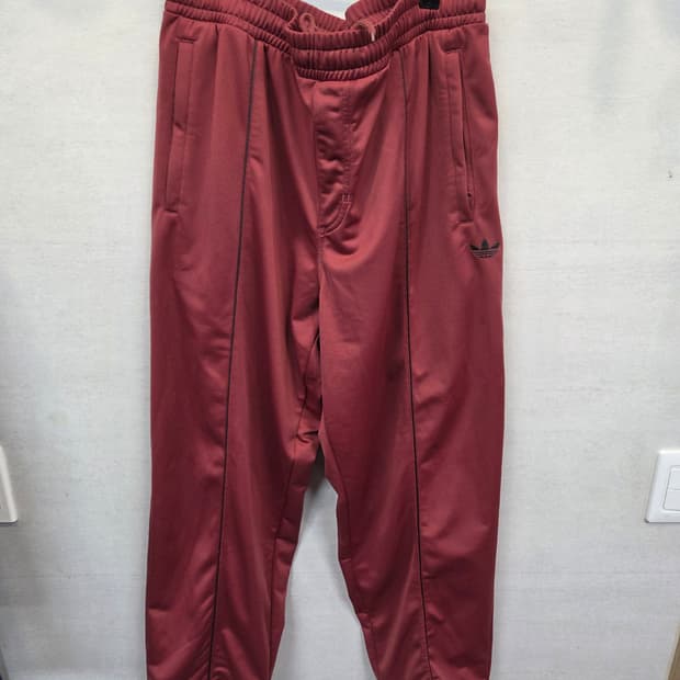 아디다스 핀턱 와인 버건디 와이드 트랙팬츠 xl xxl 34~