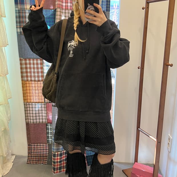 스투시 월드투어 블랙 후드티