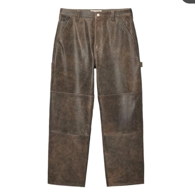 Stussy distressed leather pants brown