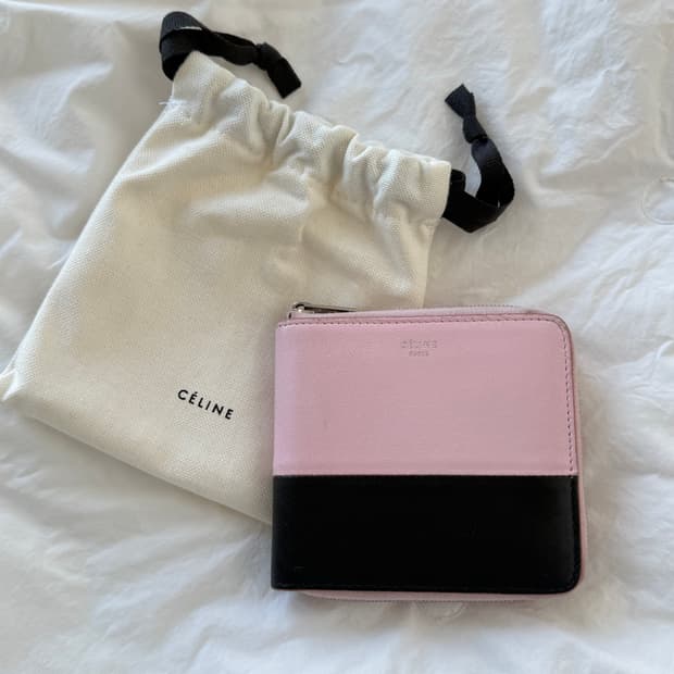 정품. 셀린느 투톤 반지갑 핑크/블랙 동전지갑 지갑 월렛 코인지갑