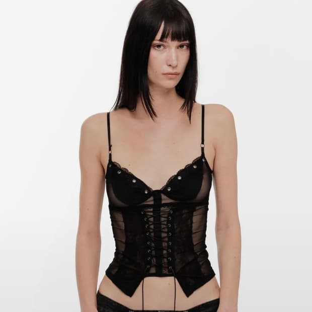 구해요) 2000아카이브스 코르셋 탑 블랙