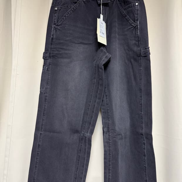 폴리테루 해머 데님 팬츠 워시드 블랙 3 팝니다