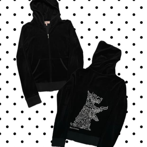 쥬시꾸뛰르 퍼피 블랙 벨벳 후드집업 y2k 갸루 괴짜 펑크 러힙