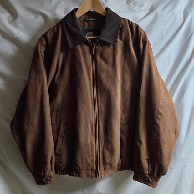 Weatherproof 브라운 페이크 스웨이드 레더 카라 자켓 XL