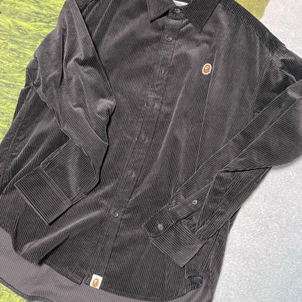 BAPE 에이프 헤드 원 포인트 코듀로이 셔츠 블랙