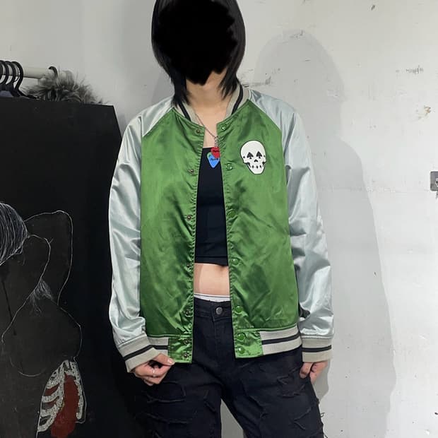 Jpn 일본 빈티지 Japan 해골 프린팅 스카잔 오버핏 스카쟌 M