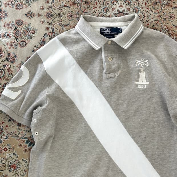 폴로 랄프로렌 그레이 배색 빅로고 카라티 