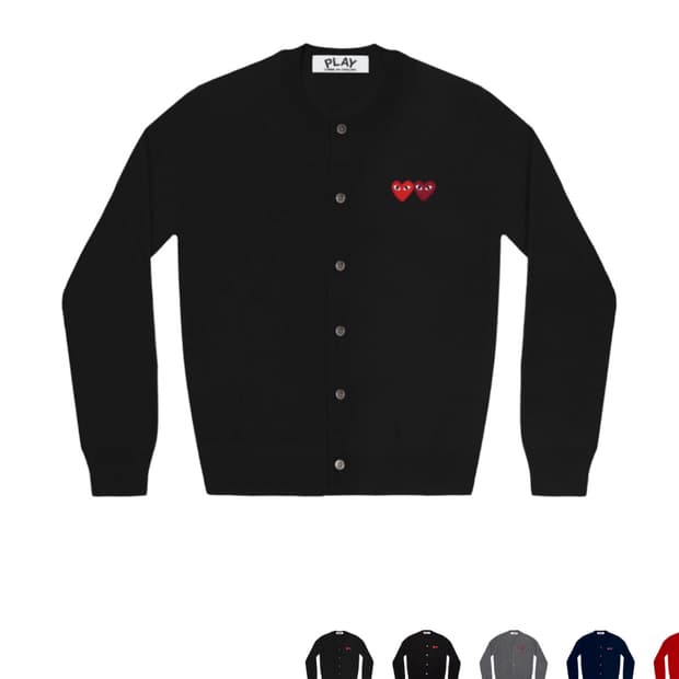 플레이 꼼데가르송 더블 하트 가디건 블랙 M