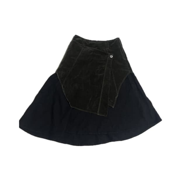 comme io 울 스웨이드 랩 스커트