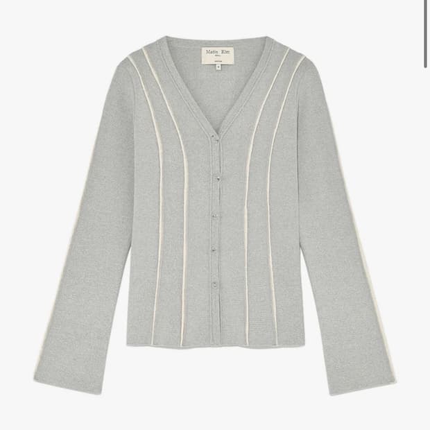마뗑킴 컷 라인 슬림 가디건 그레이