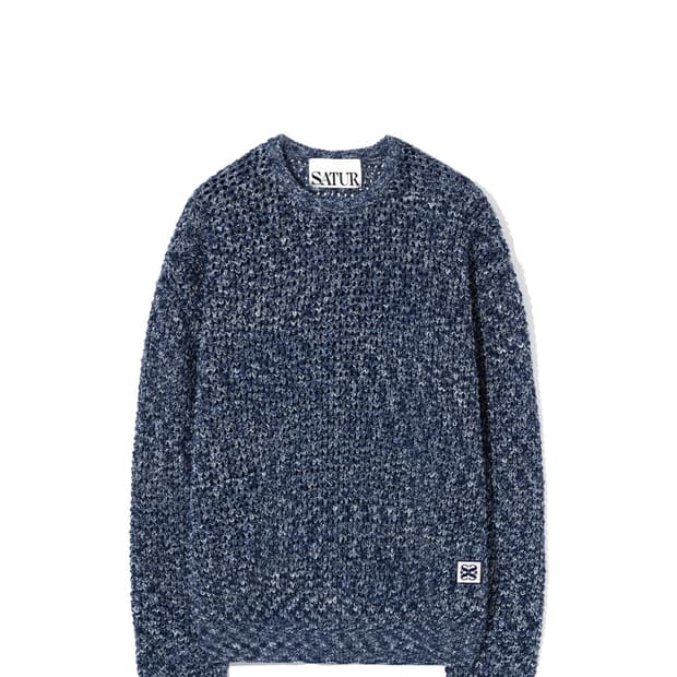 세터 펀칭 이비자 니트 네이비