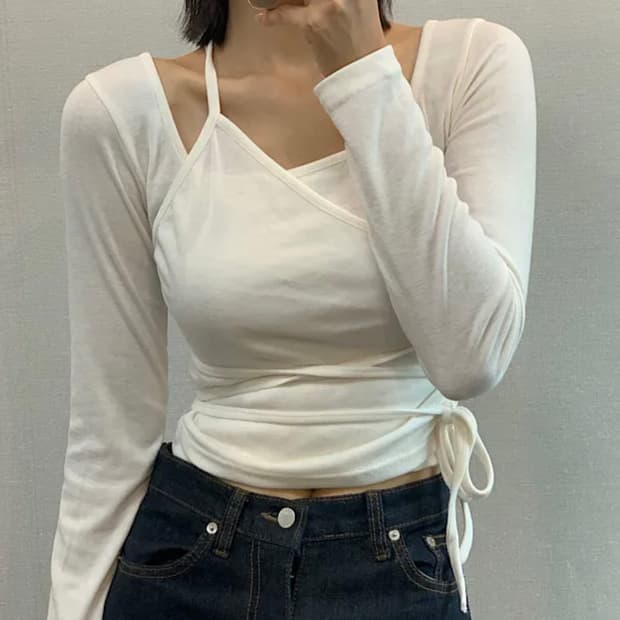 빈티지 크로스 딱붙슬리브